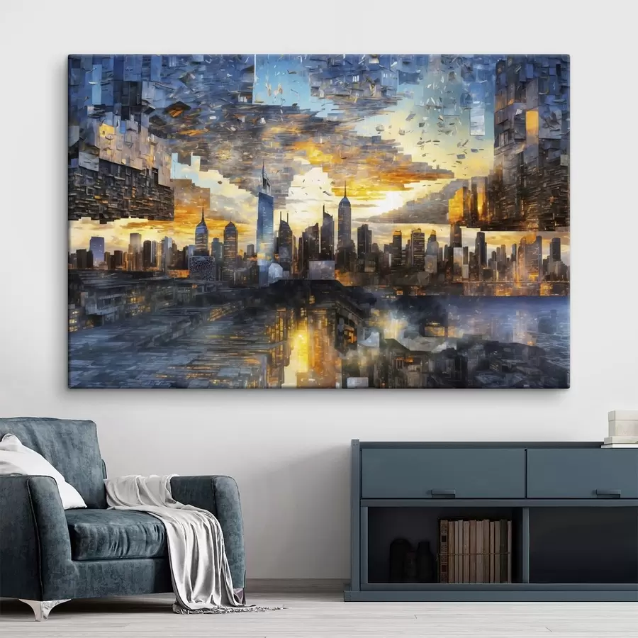 Tableau Paysage urbain fantastique avec un ciel fragmenté s47768