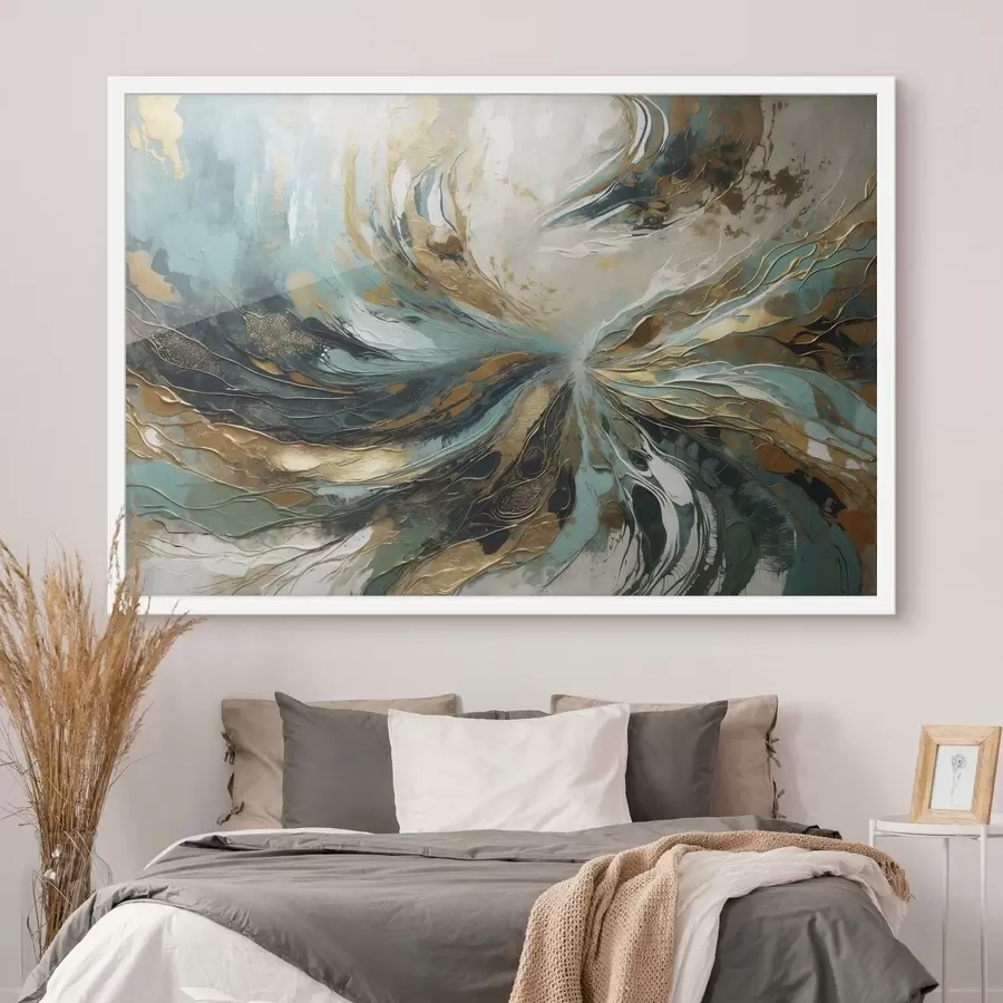 Papier peint Abstraction turquoise avec lignes f47258