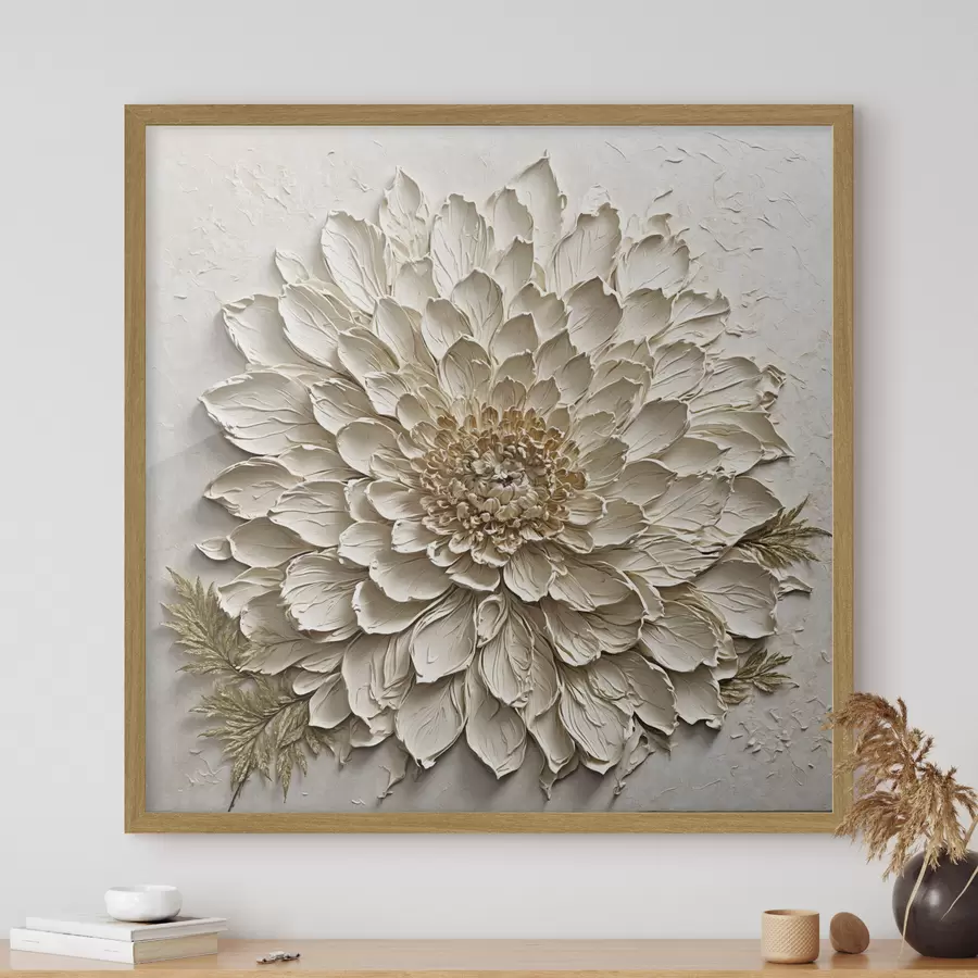 Papier peint Fleur texturée dans les tons crème f47259