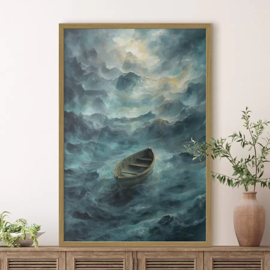 Papier peint Bateau sur les vagues d'une mer agitée f47272