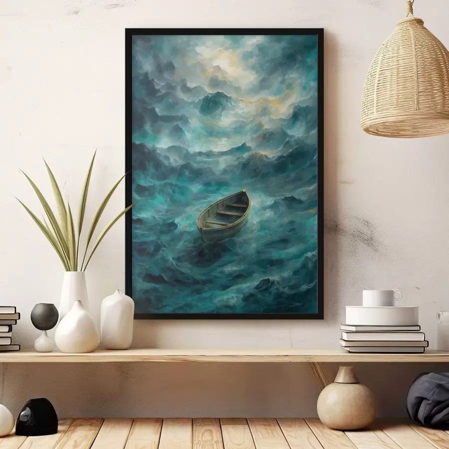 Papier peint Bateau sur les vagues d'une mer agitée f47272