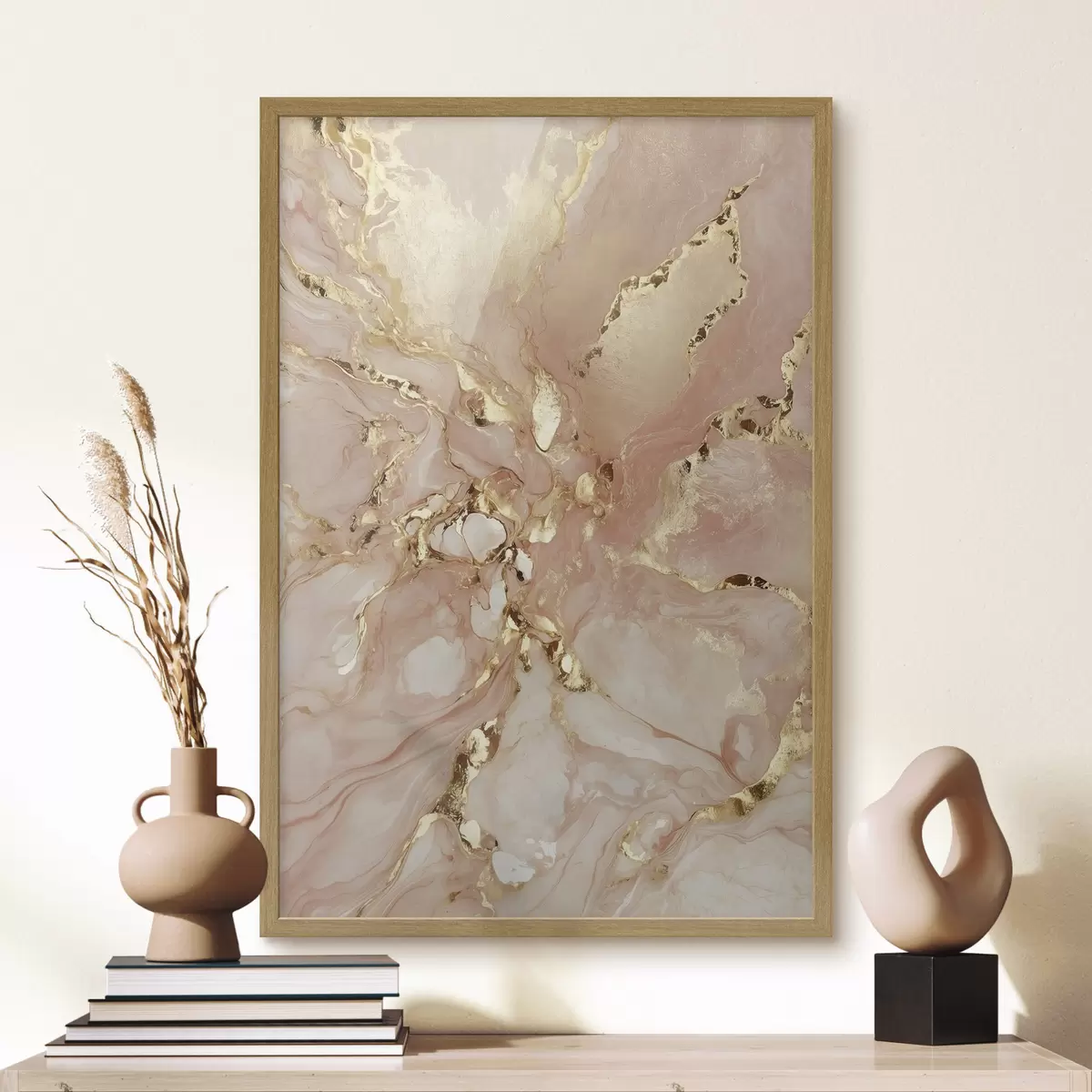 Poster Motifs abstraits roses et blancs avec accents f47273