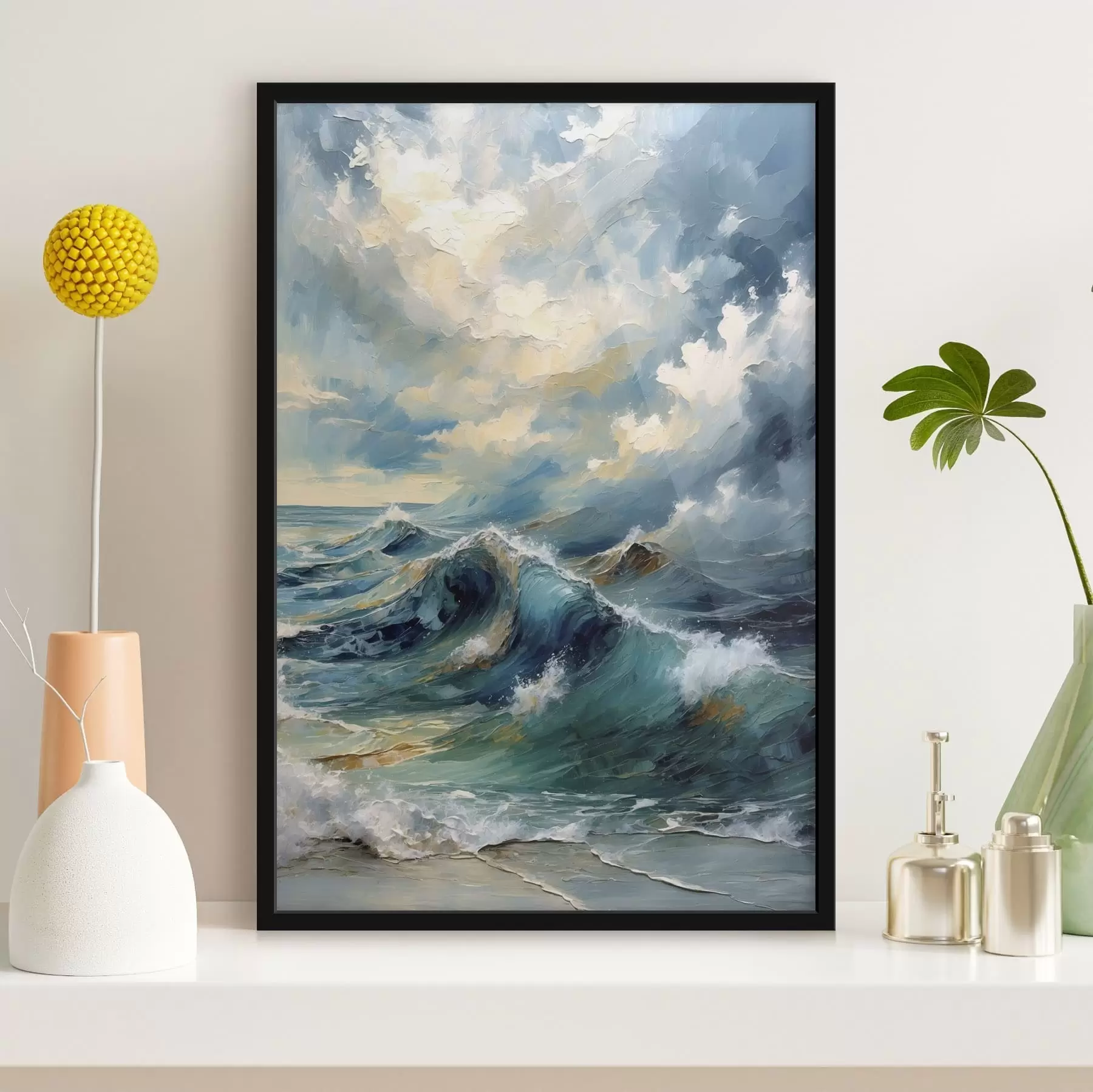 Papier peint Vagues sous un ciel nuageux et lumineux f47275