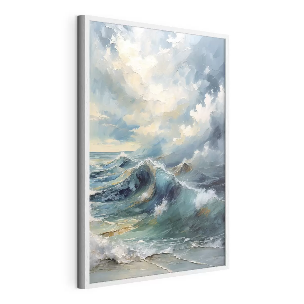 Poster Vagues sous un ciel nuageux et lumineux f47275