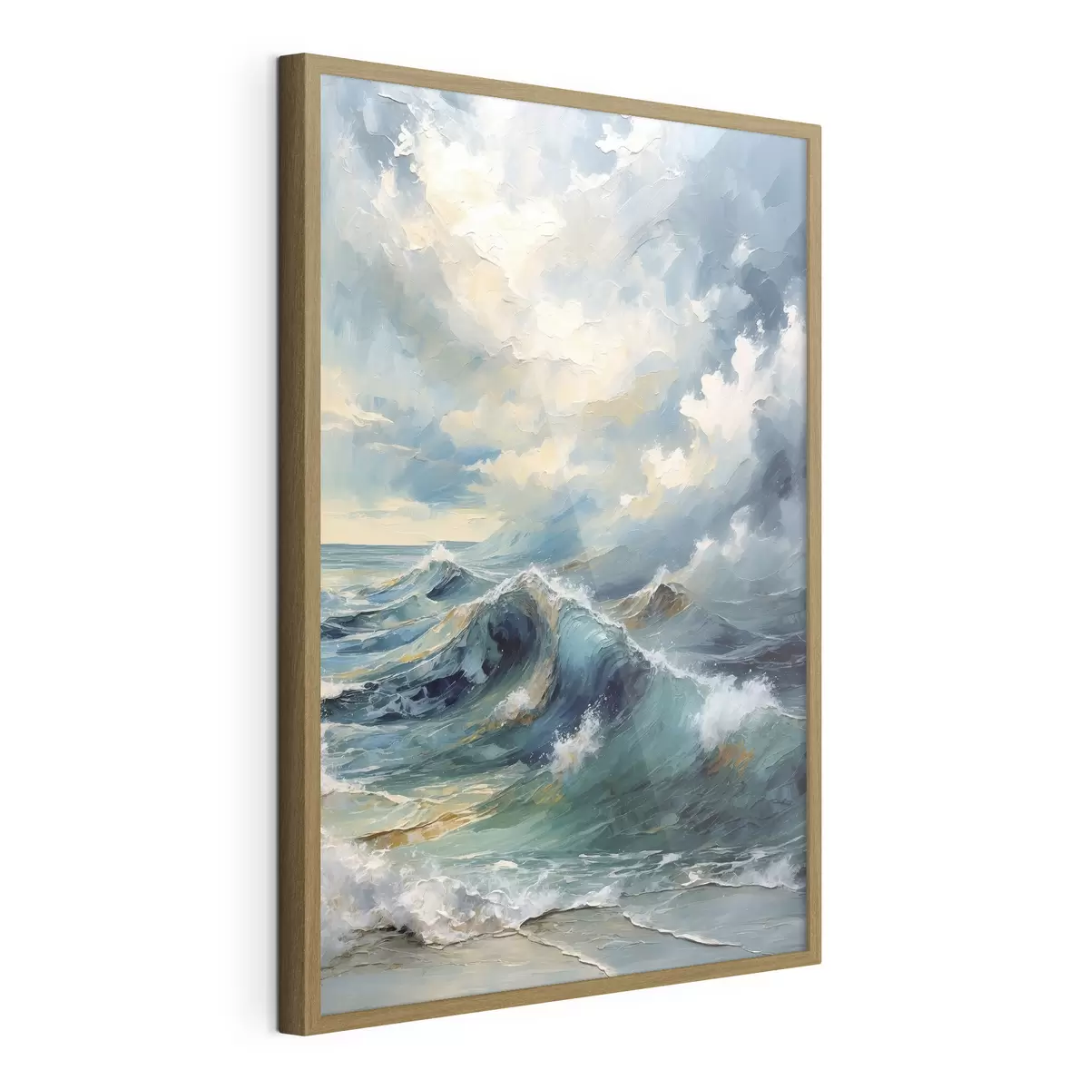 Poster Vagues sous un ciel nuageux et lumineux f47275