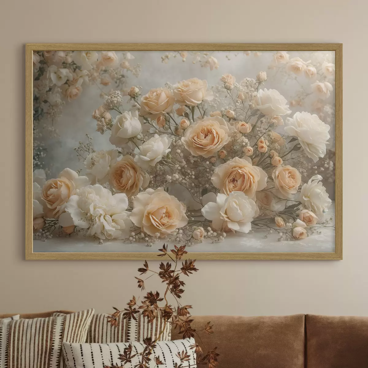 Poster Délicates roses crème dans un grand arrangement f47279