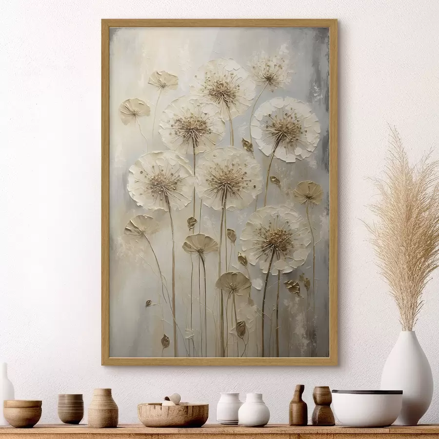 Papier peint Grandes fleurs crème sur fond clair f47282