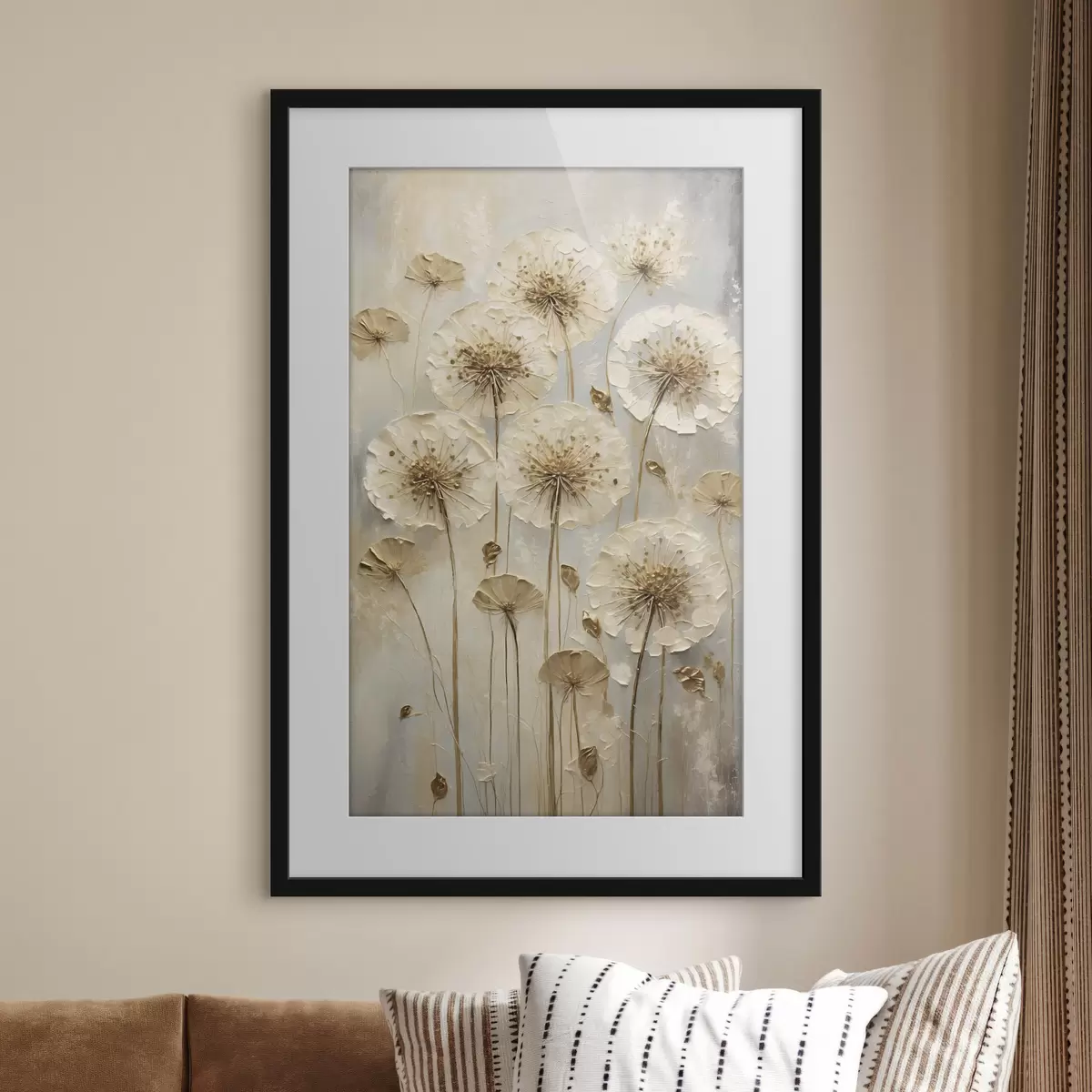 Poster Grandes fleurs crème sur fond clair f47282