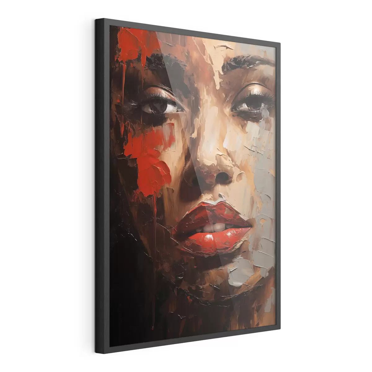Poster Portrait féminin éclatant avec des accents rouges f47293