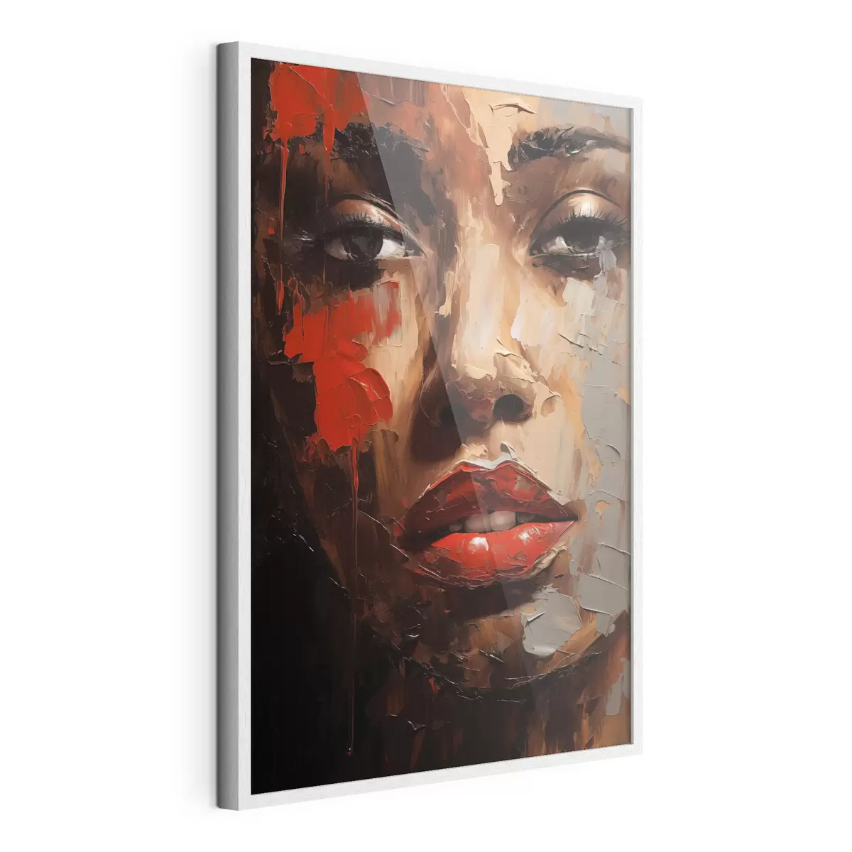 Poster Portrait féminin éclatant avec des accents rouges f47293