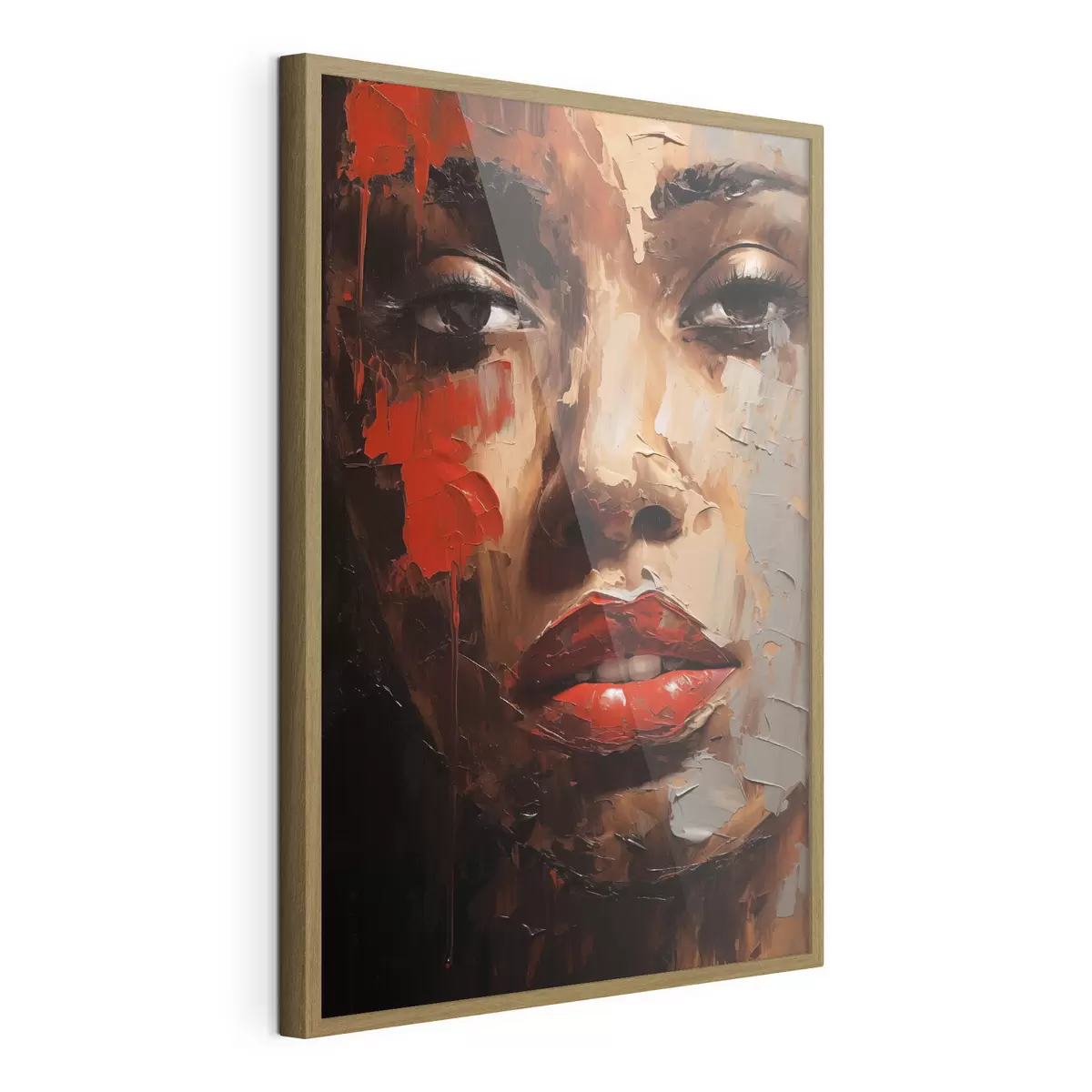Poster Portrait féminin éclatant avec des accents rouges f47293