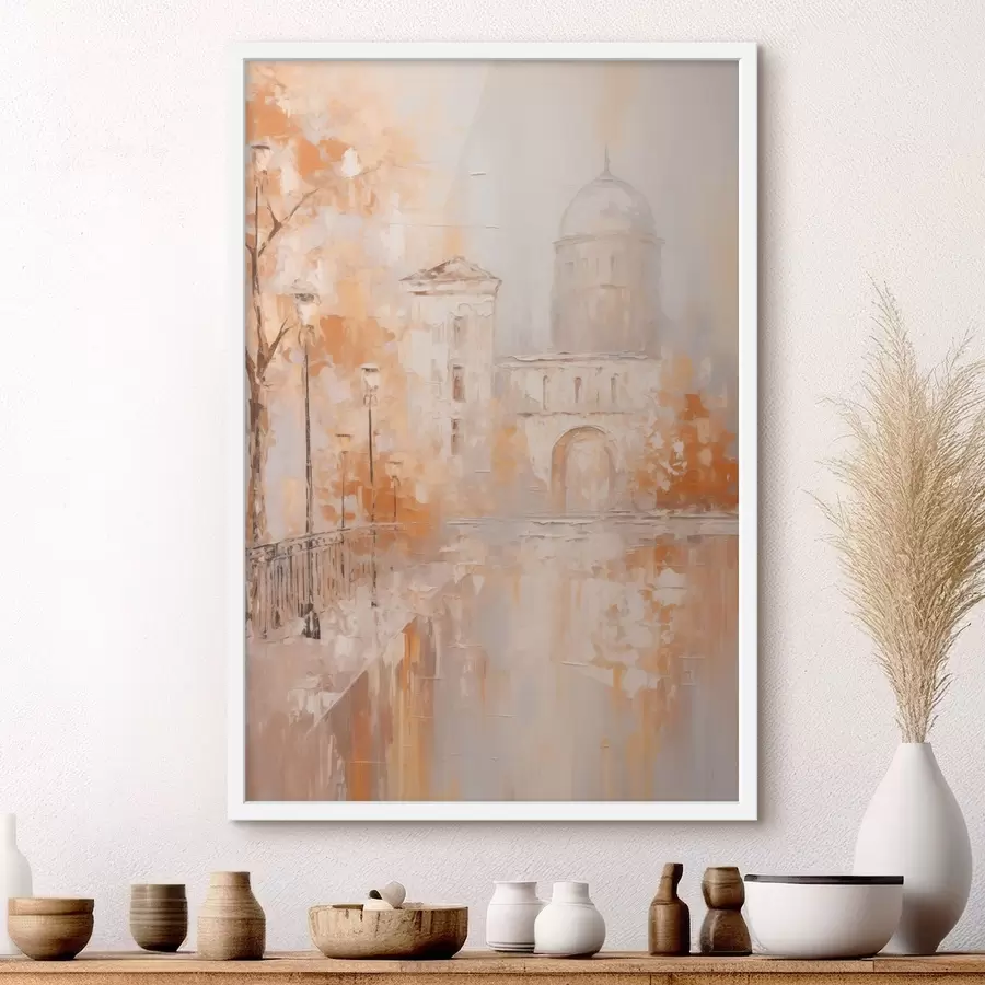 Papier peint Scène urbaine avec une arche aux teintes chaudes f47303