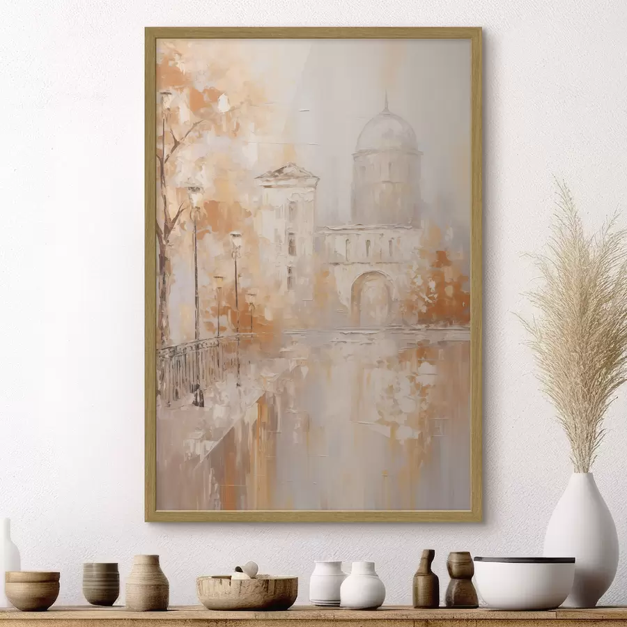 Papier peint Scène urbaine avec une arche aux teintes chaudes f47303