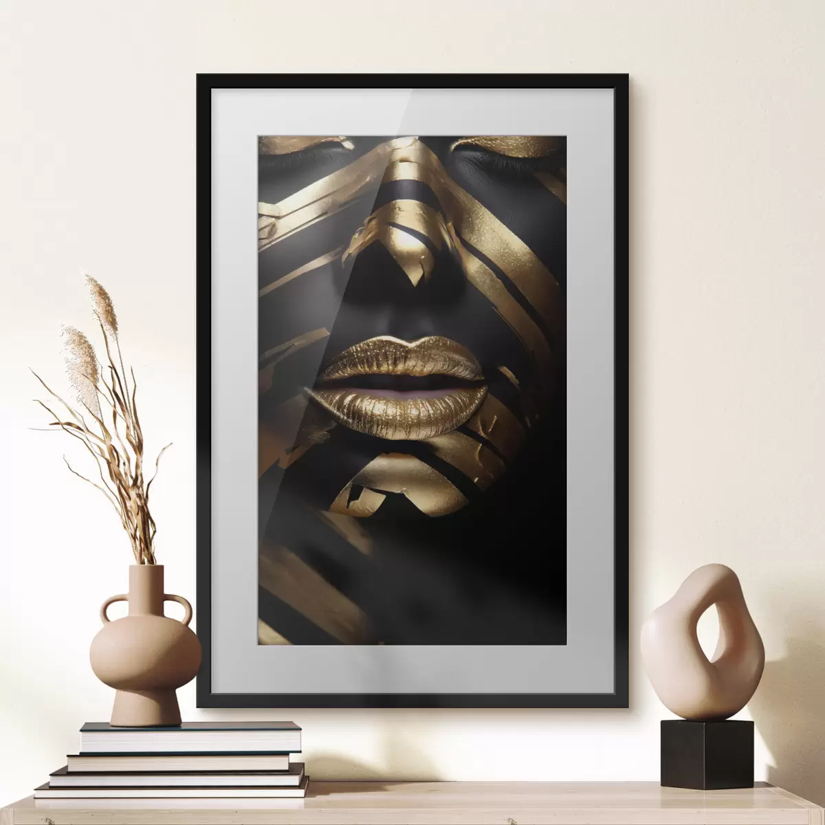 Poster Visage noir et rayé f47320