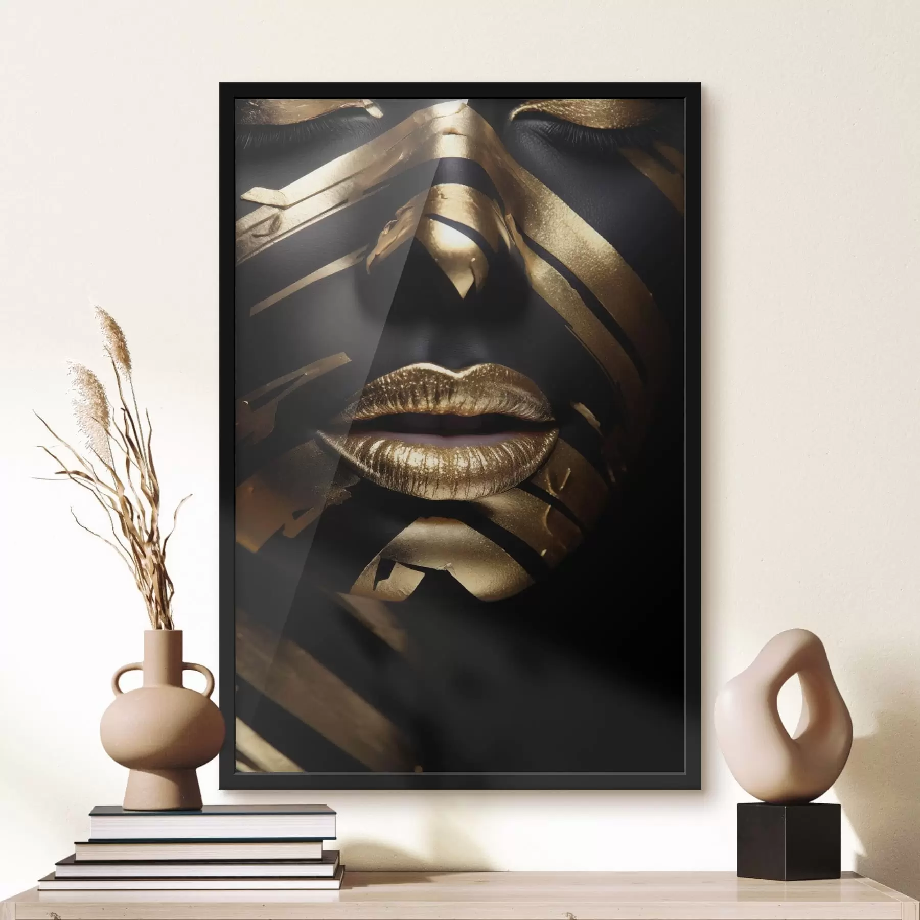 Papier peint Visage noir et rayé f47320