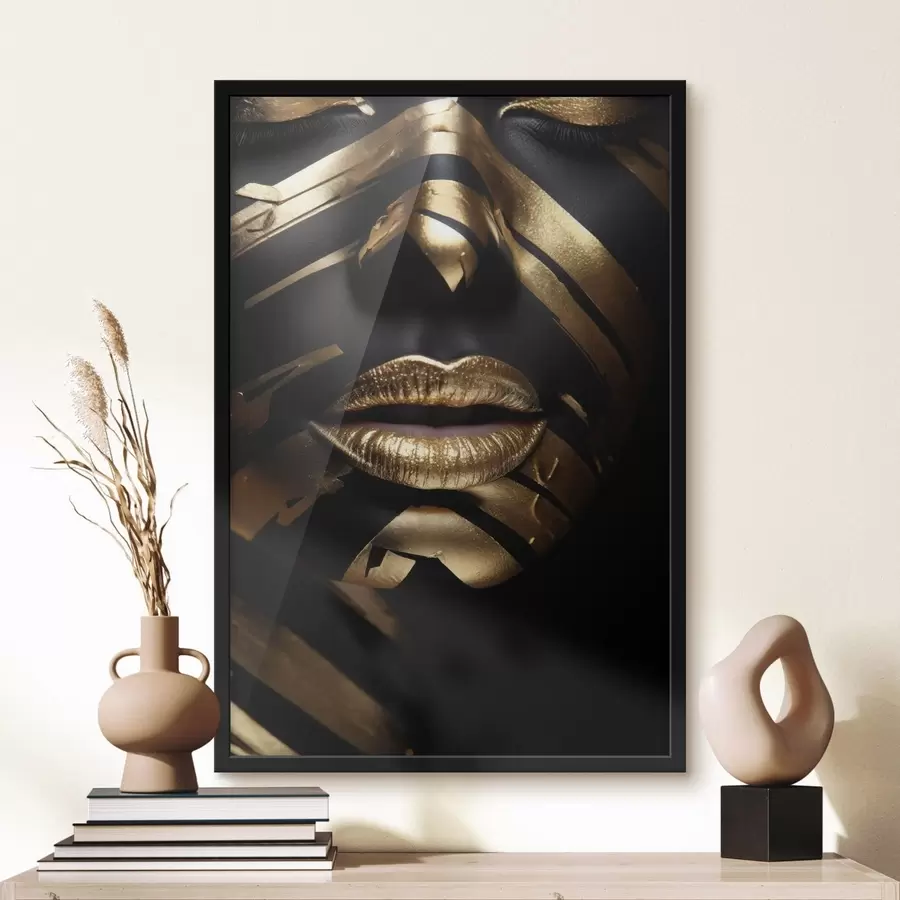 Papier peint Visage noir et rayé f47320