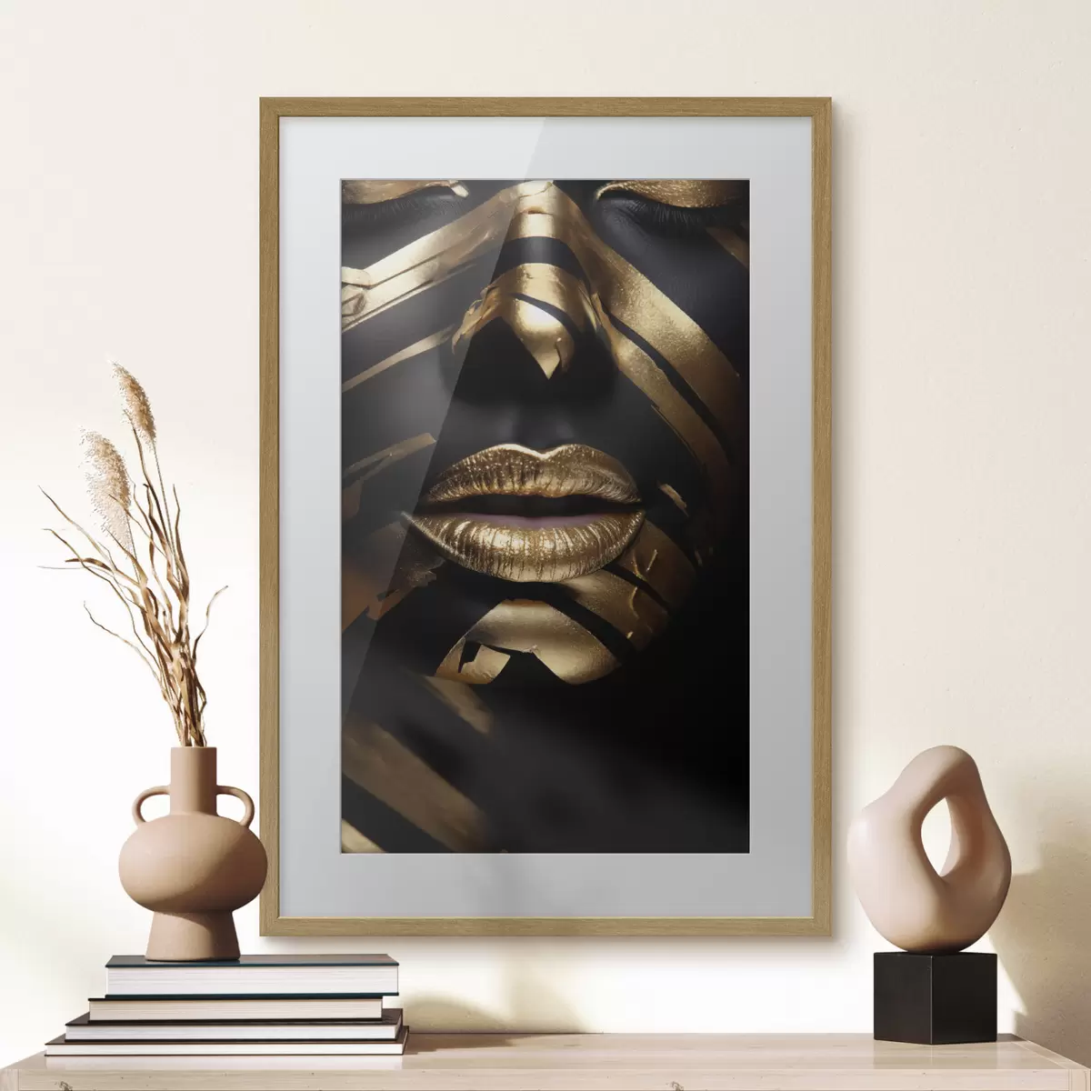 Poster Visage noir et rayé f47320