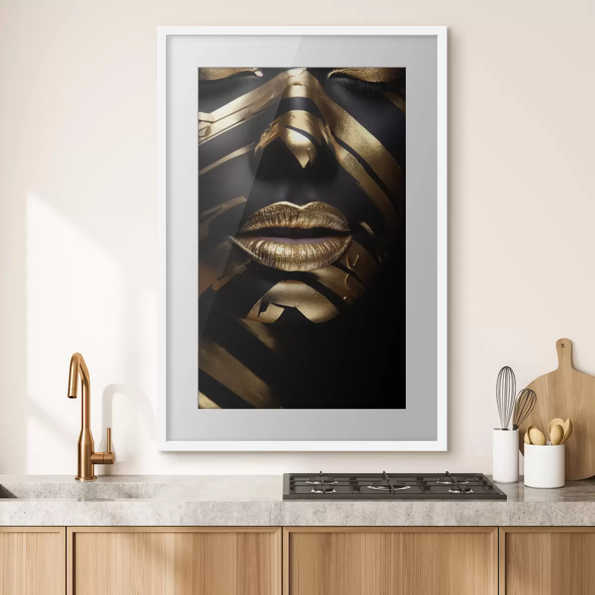 Poster Visage noir et rayé f47320