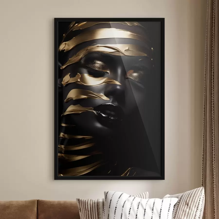 Papier peint Visage avec teint foncé et rayures f47321