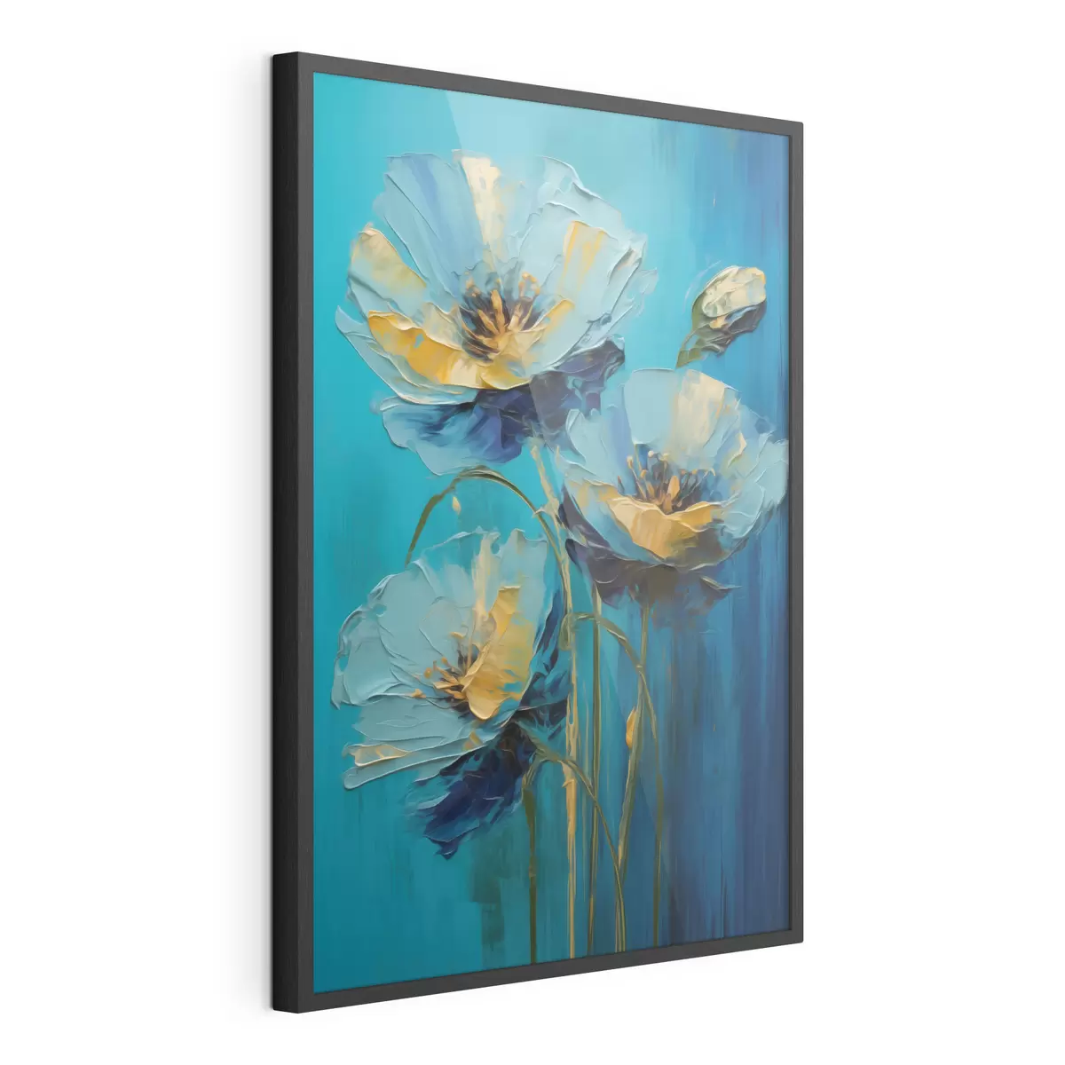 Poster Fleurs bleues sur fond vif f47324