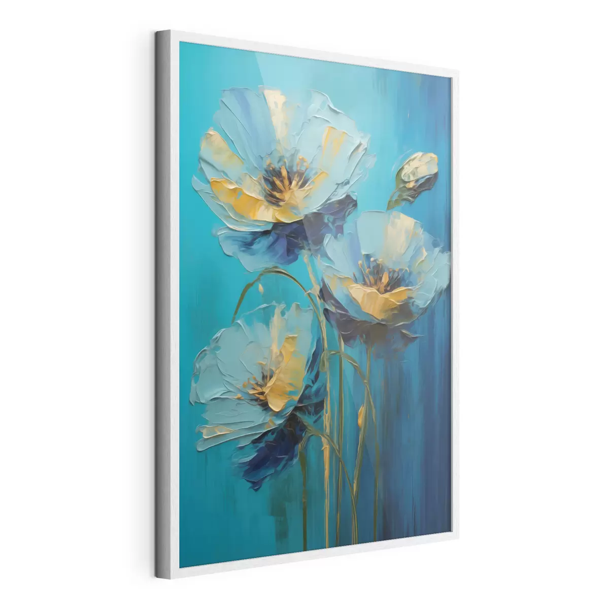 Poster Fleurs bleues sur fond vif f47324