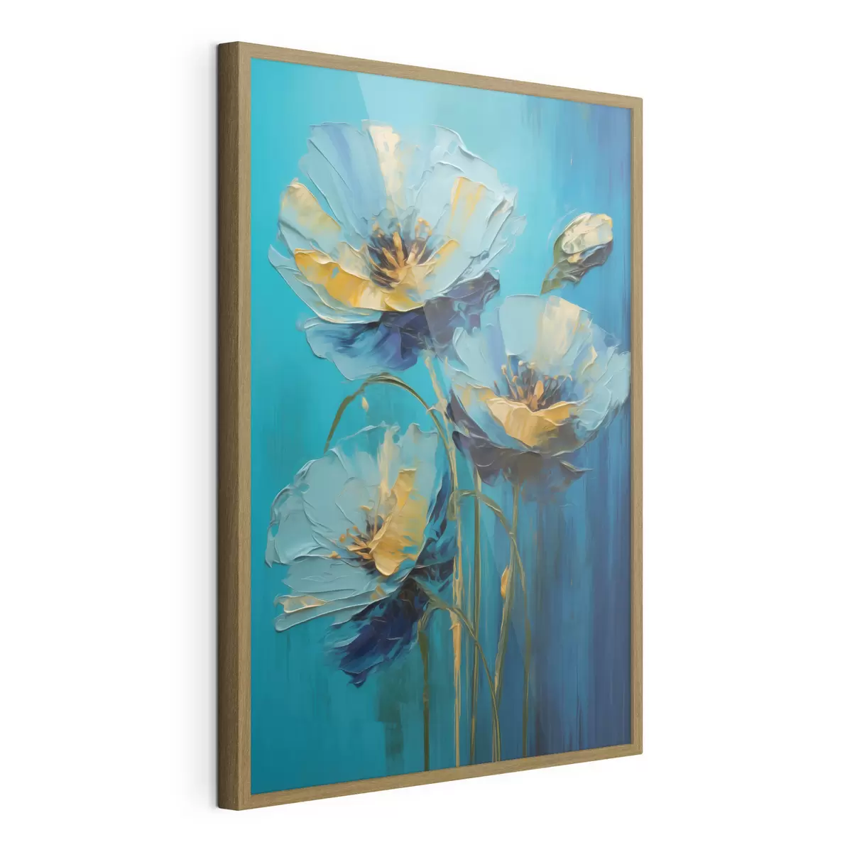 Poster Fleurs bleues sur fond vif f47324