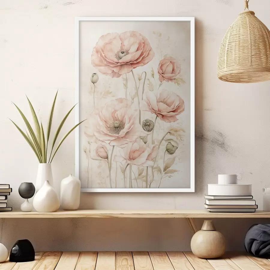 Papier peint Fleurs délicates dans des tons rose pâle f47756