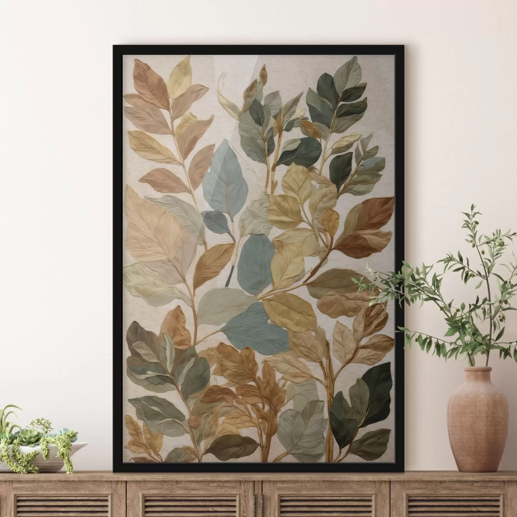 Tableau Feuilles décoratives dans une palette naturelle chaleureuse f47759