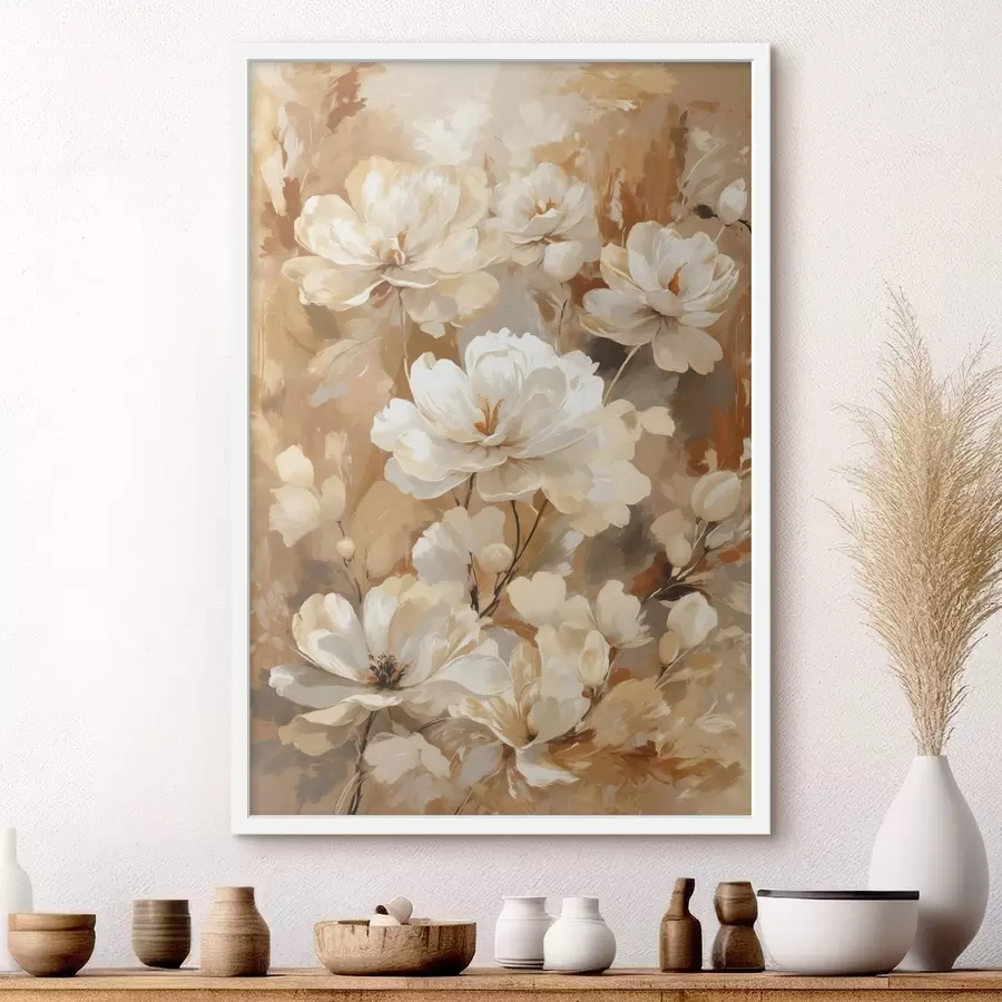 Papier peint Grandes fleurs claires peintes à grands traits f47761