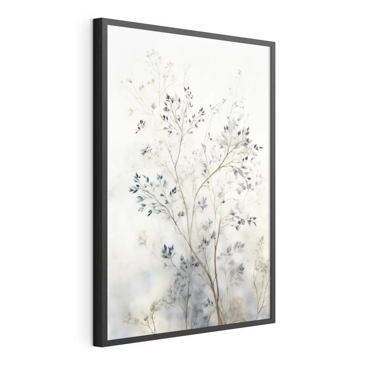 Poster Branches délicates avec de petites feuilles sur fond clair f47763