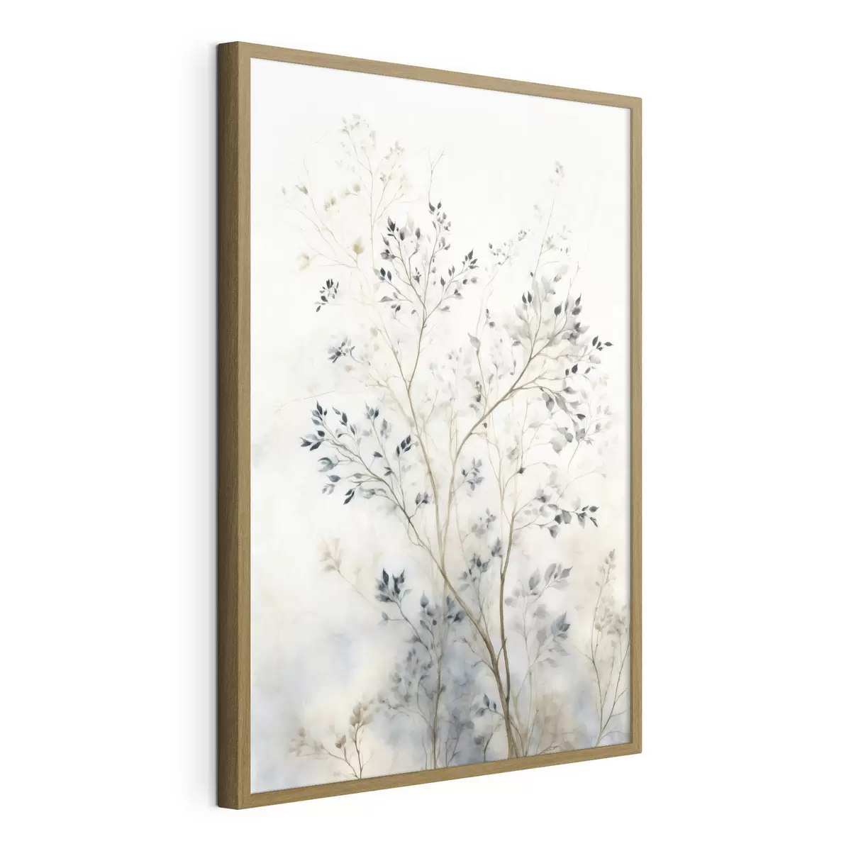 Poster Branches délicates avec de petites feuilles sur fond clair f47763