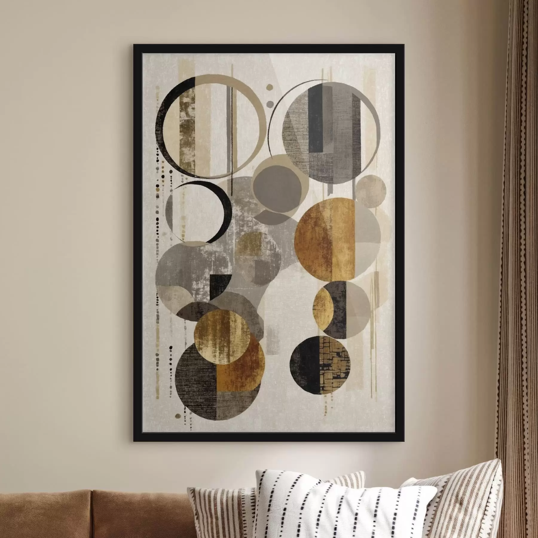 Papier peint Cercles abstraits dans des tons chauds et neutres f47766