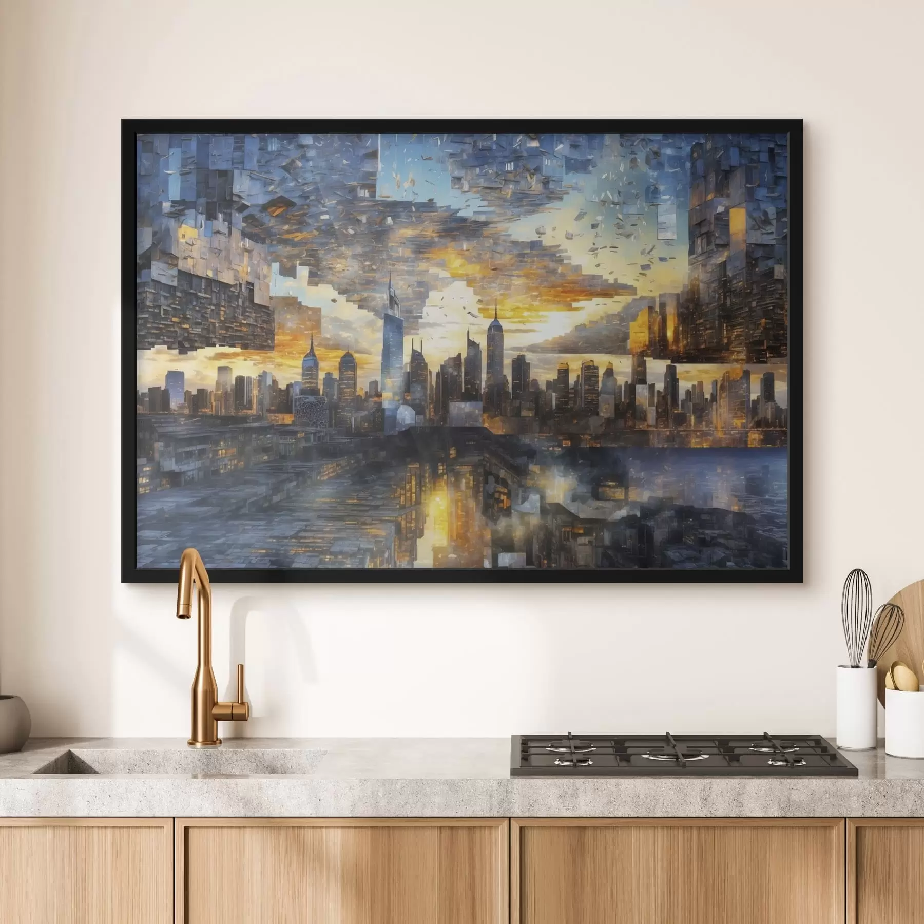 Papier peint Paysage urbain fantastique avec un ciel fragmenté f47768