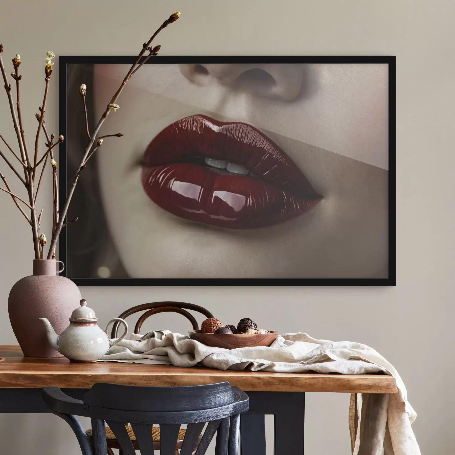 Papier peint Gros plan sur des lèvres rouges brillantes f47772