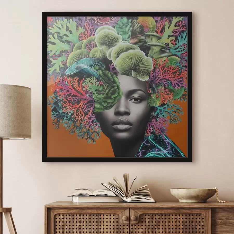 Papier peint Portrait psychédélique avec des champignons f47787