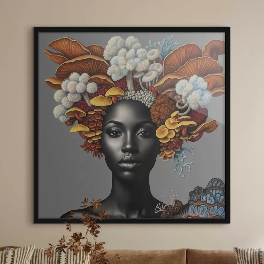 Papier peint Portrait d'une femme avec des champignons f47788