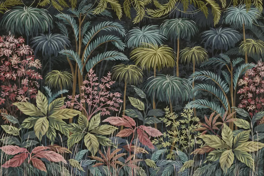 Papier peint Feuillage tropical dense avec de grandes feuilles w05116