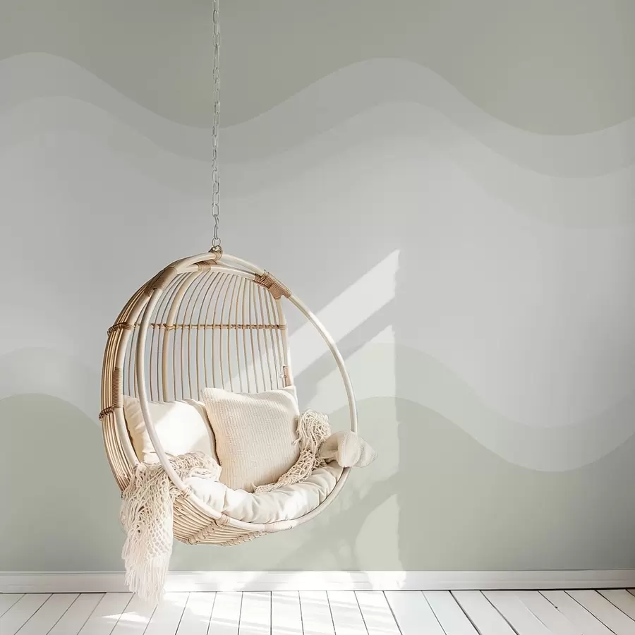 Papier peint Vagues abstraites dans une palette vert clair w05132v1