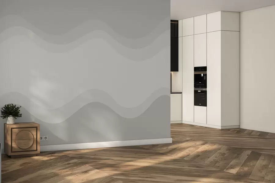 Papier peint Vagues abstraites dans une palette beige neutre w05132v3