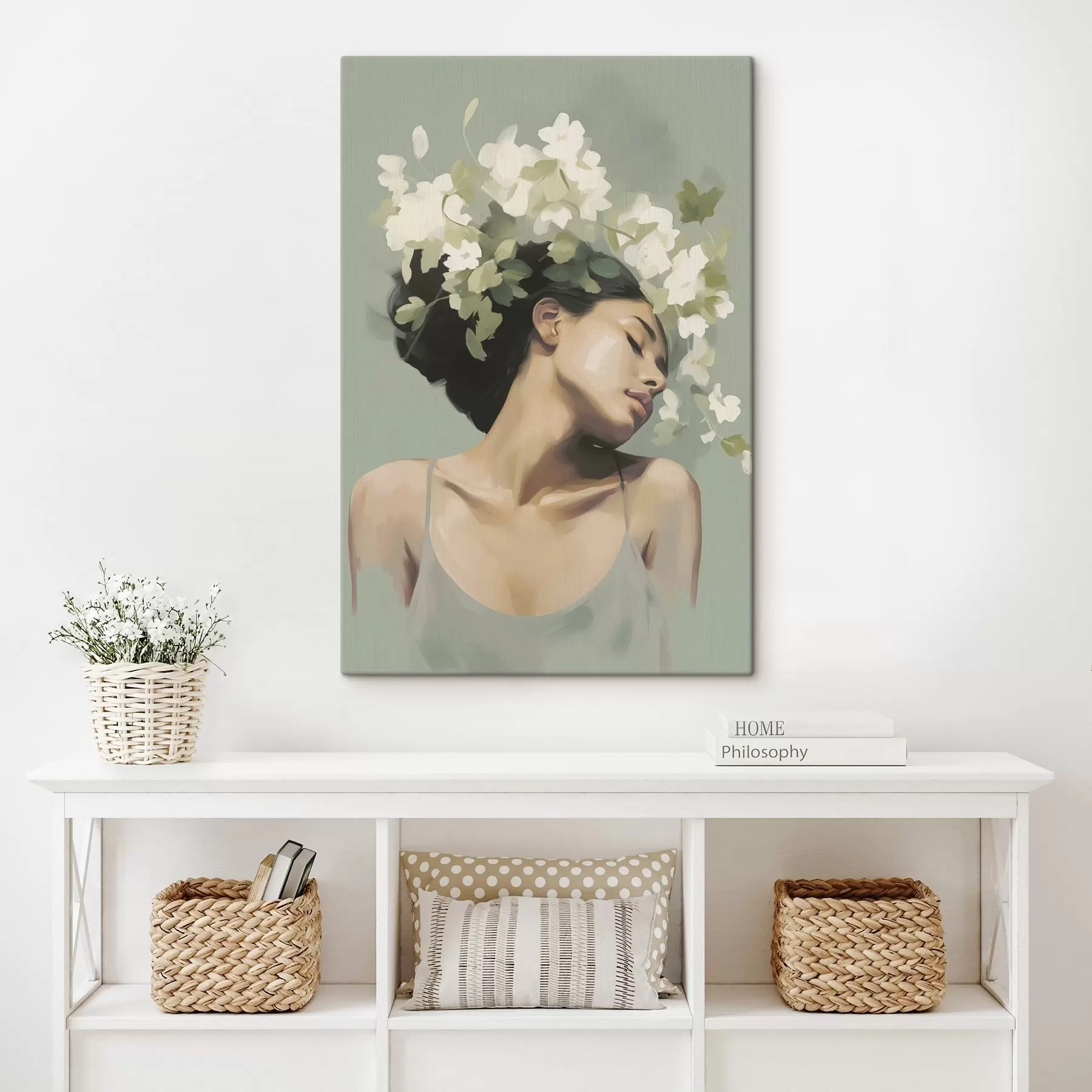 Tableau Fille avec une couronne de fleurs s47806