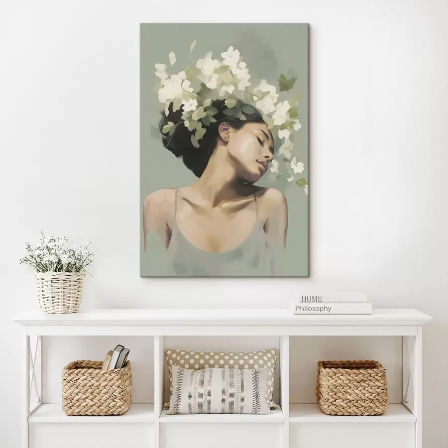 Tableau Fille avec une couronne de fleurs s47806