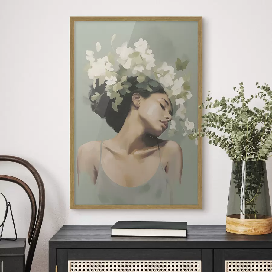 Papier peint Fille avec une couronne de fleurs f47806
