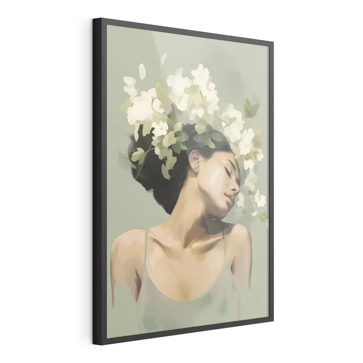 Poster Fille avec une couronne de fleurs f47806