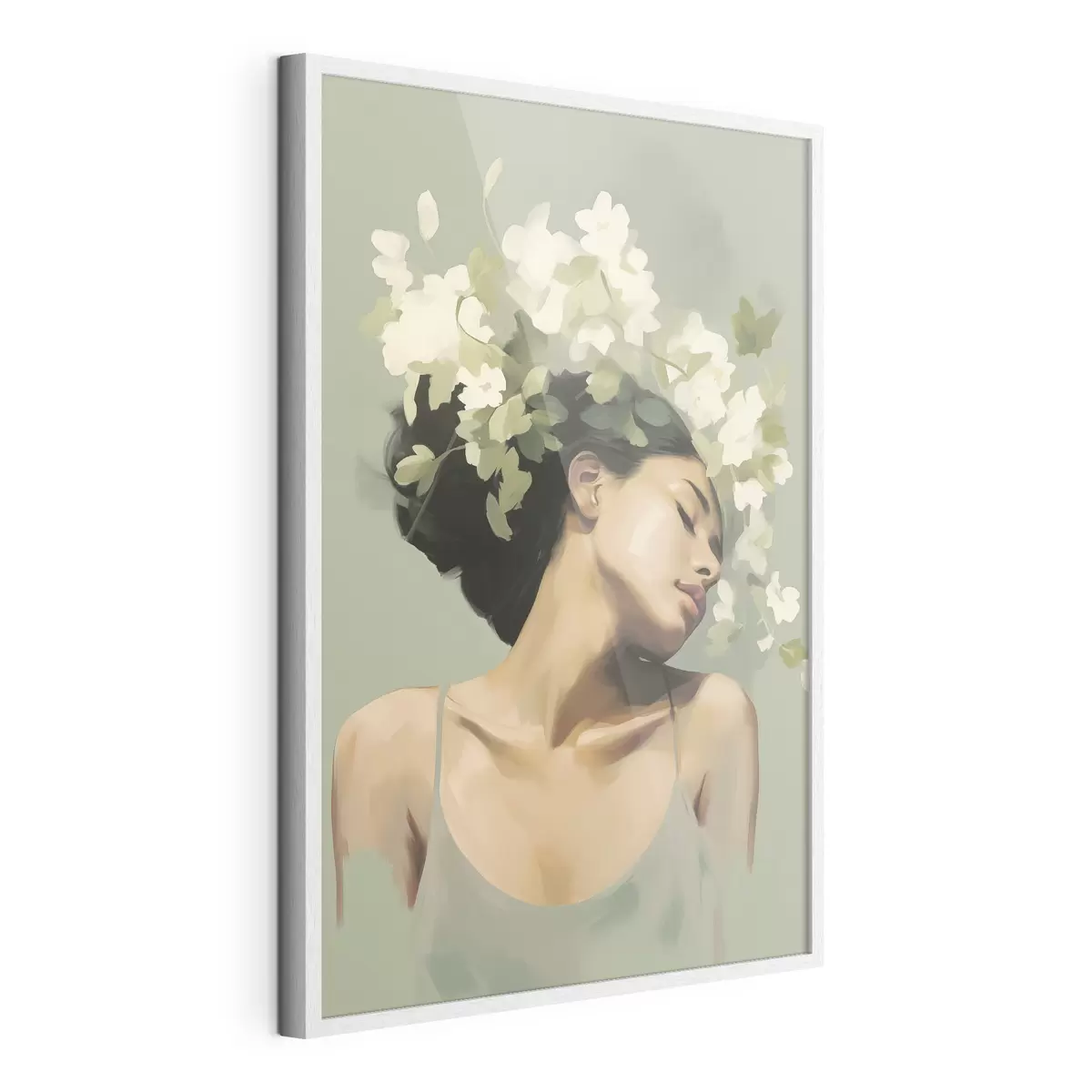 Poster Fille avec une couronne de fleurs f47806