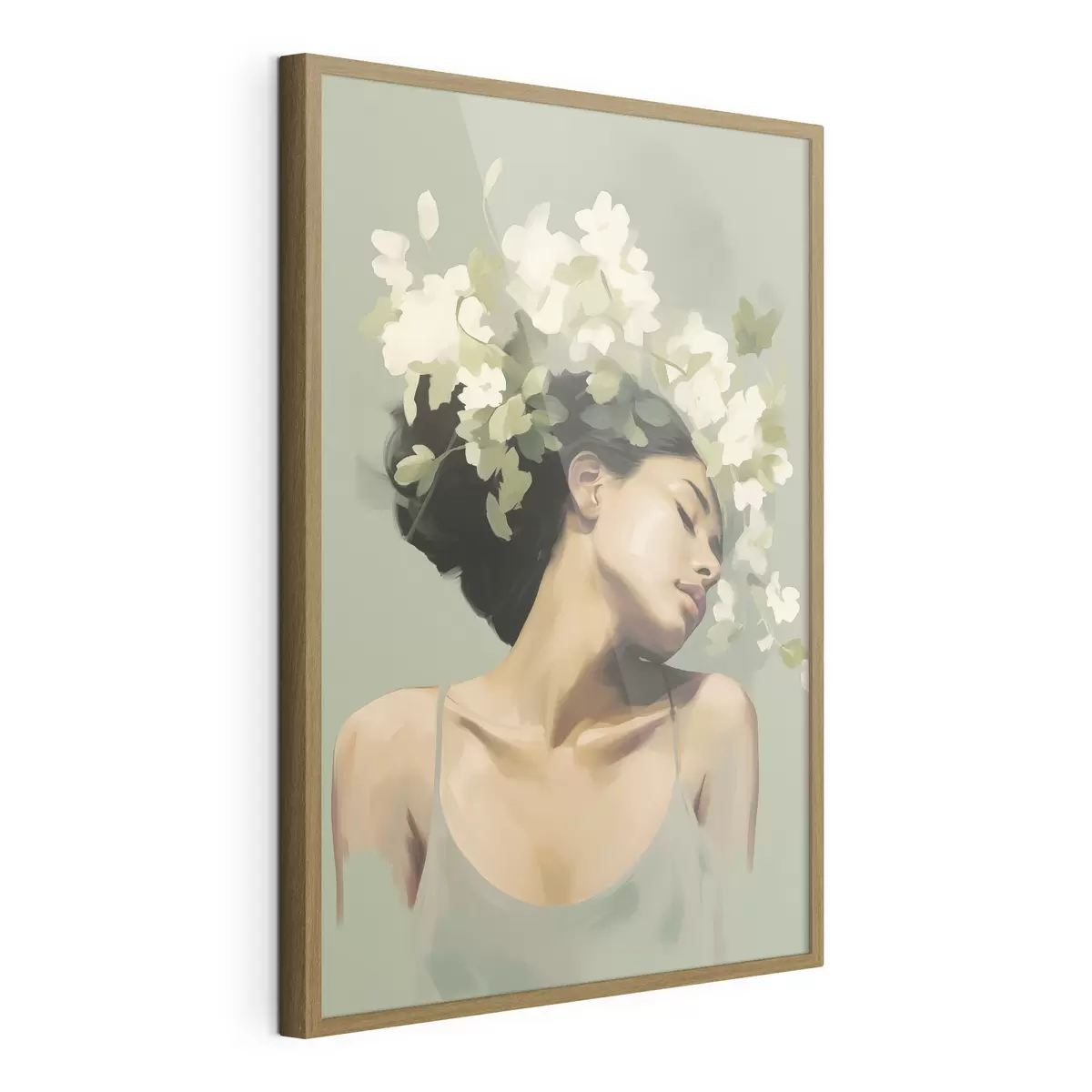 Poster Fille avec une couronne de fleurs f47806