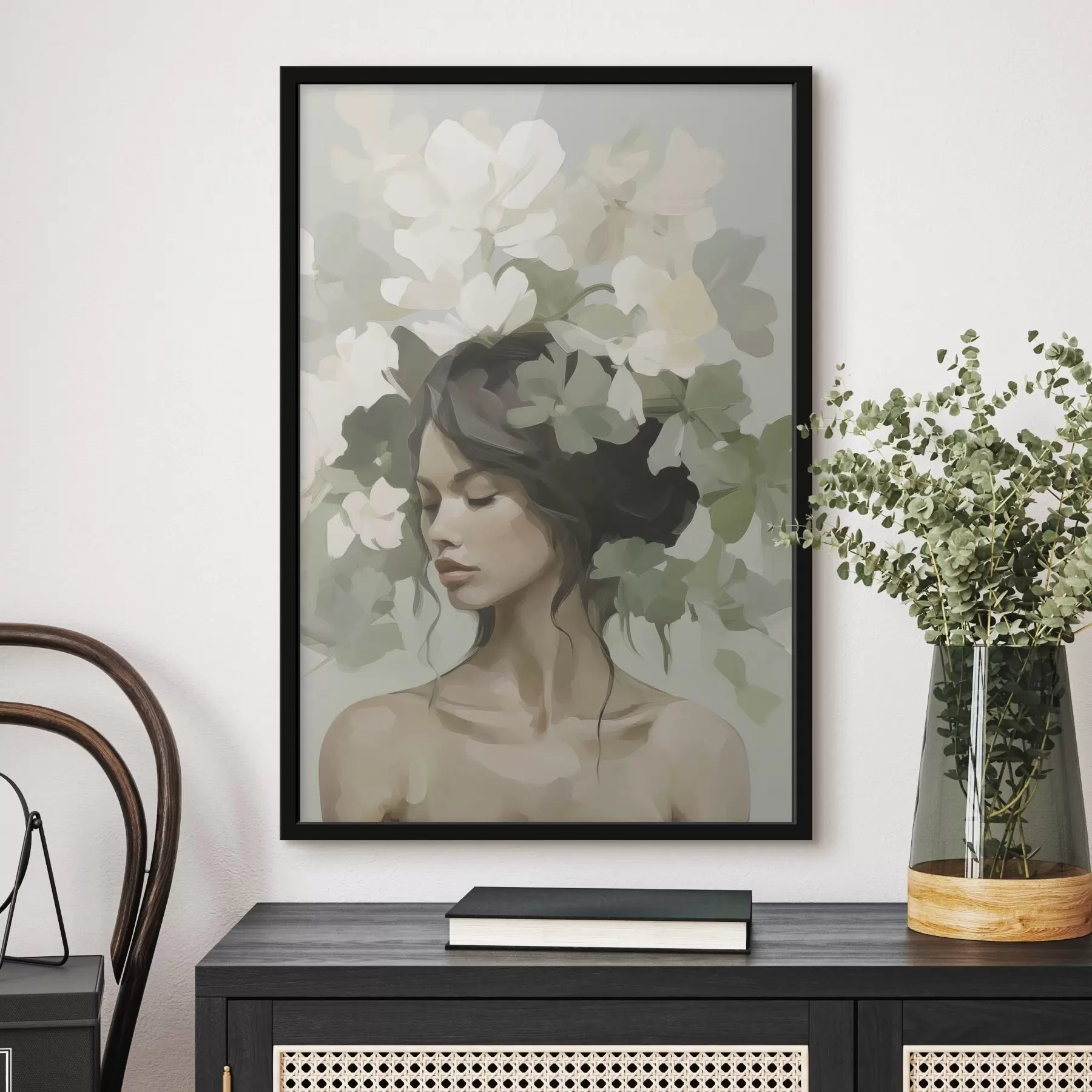 Papier peint Portrait d'une jeune fille avec une couronne de fleurs f47807