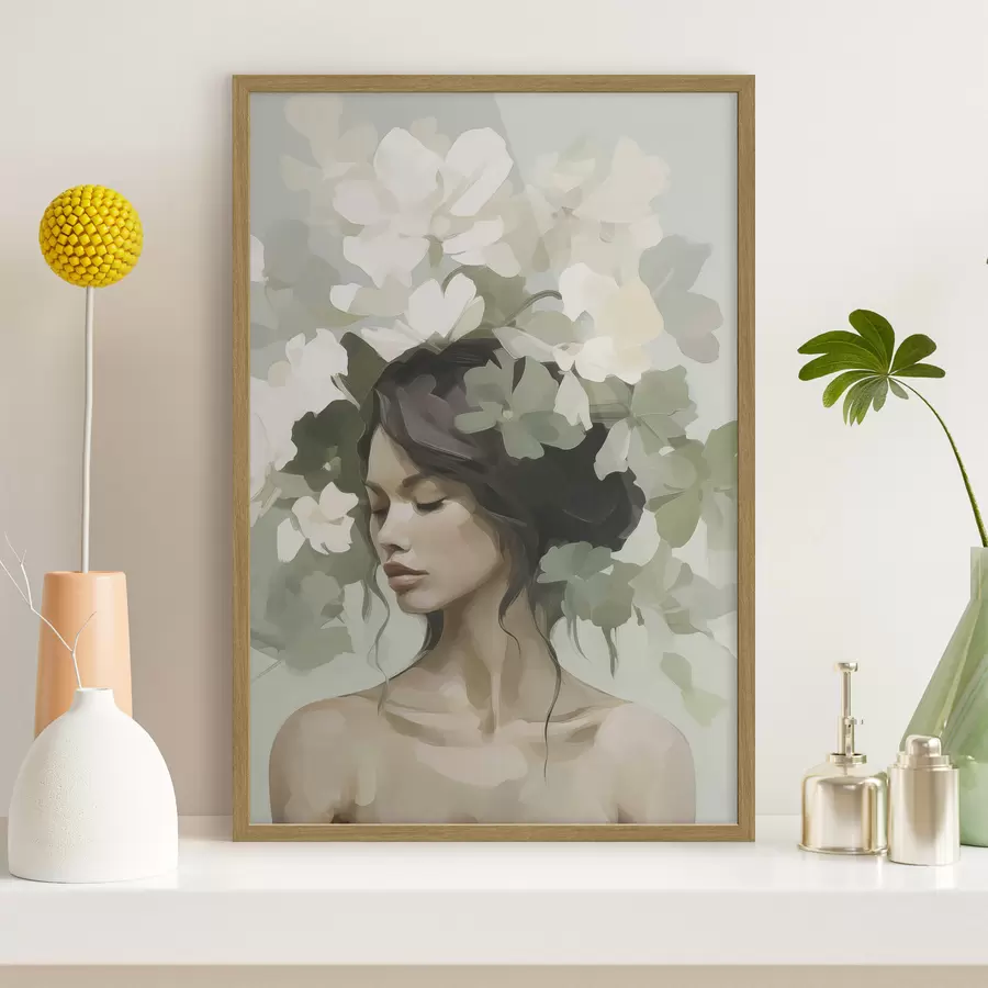 Papier peint Portrait d'une jeune fille avec une couronne de fleurs f47807