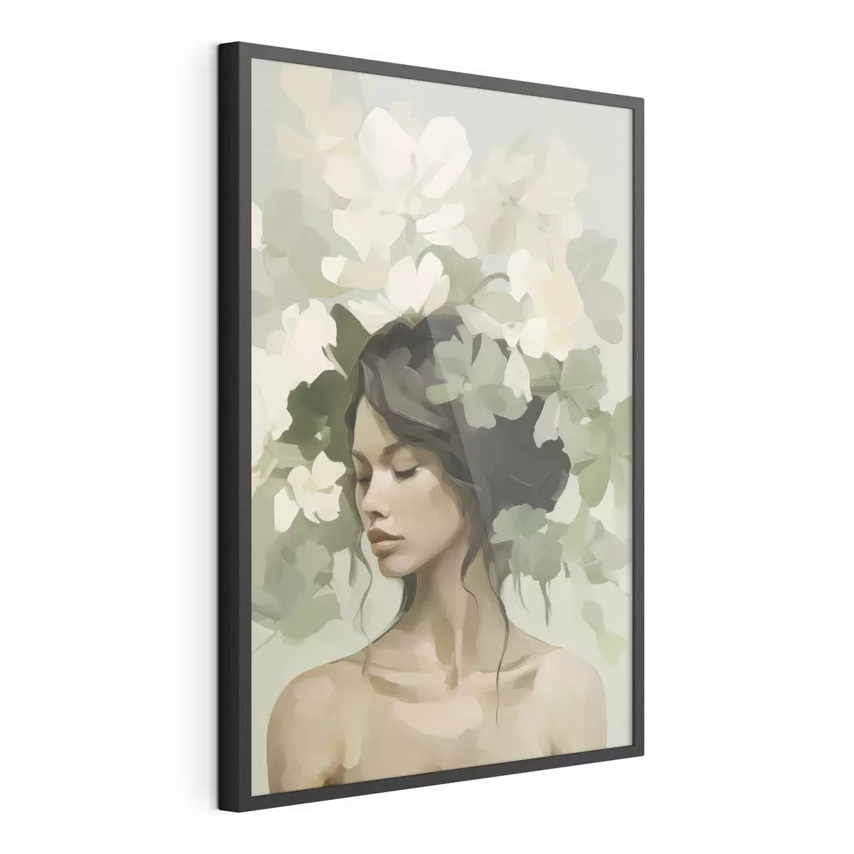 Poster Portrait d'une jeune fille avec une couronne de fleurs f47807