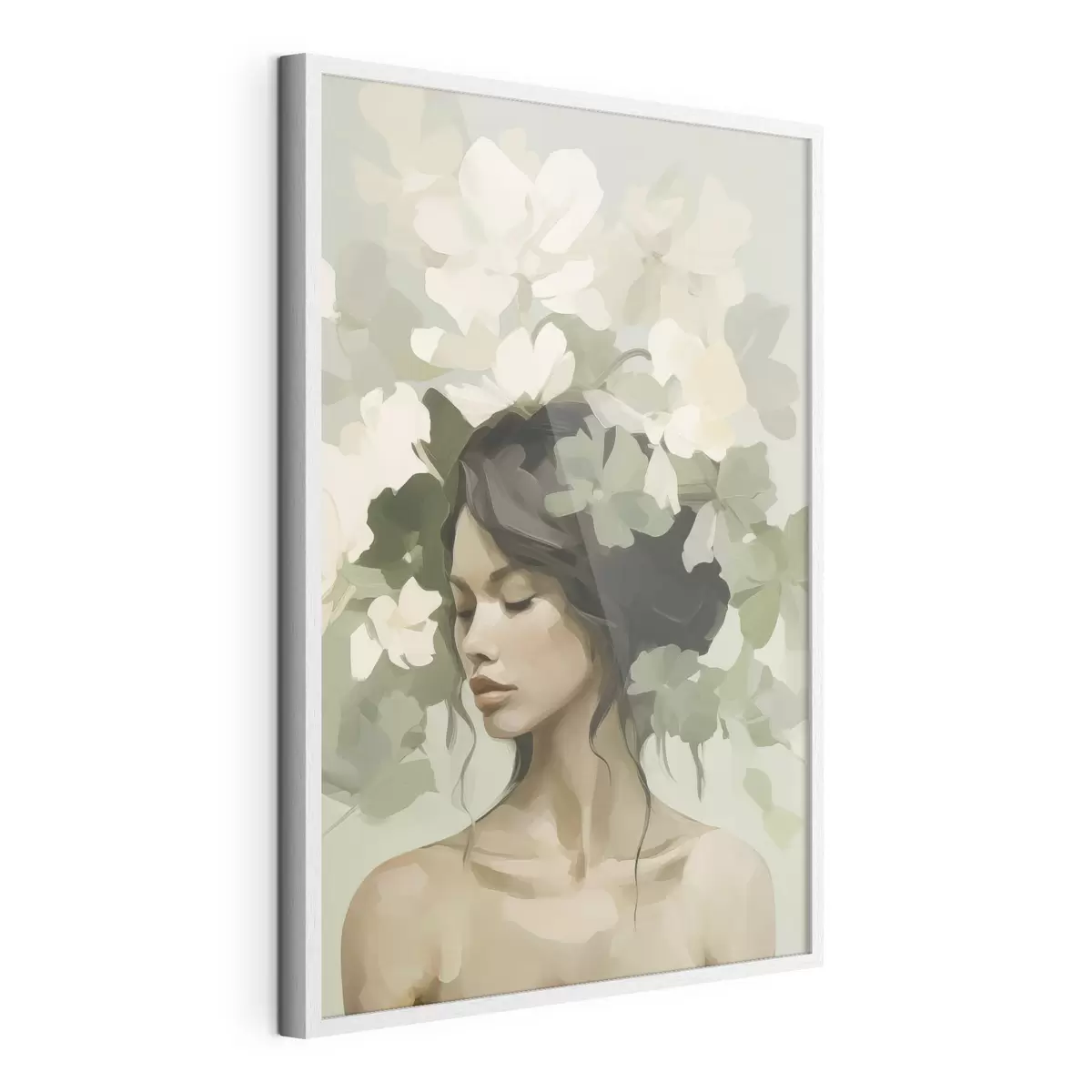 Poster Portrait d'une jeune fille avec une couronne de fleurs f47807