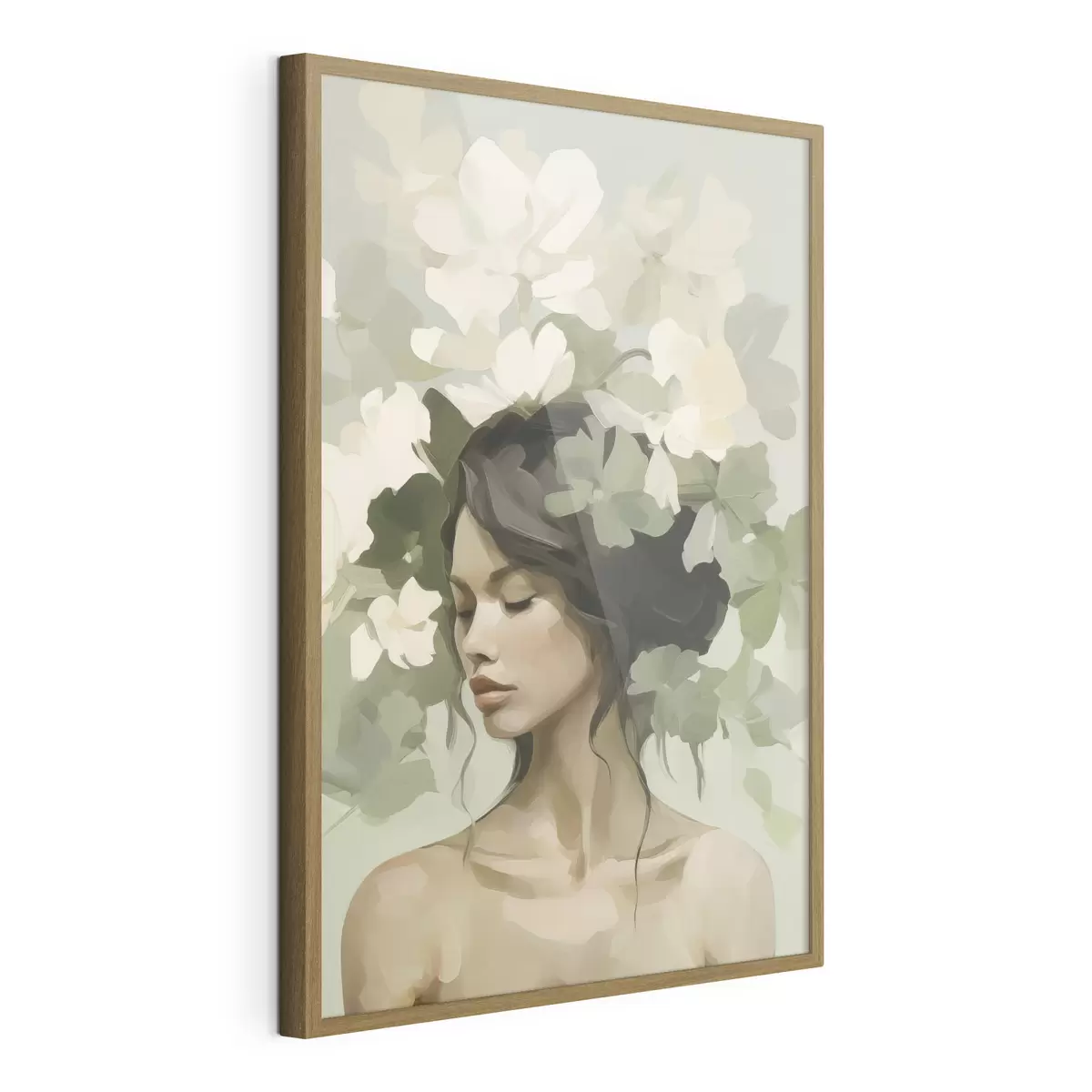 Poster Portrait d'une jeune fille avec une couronne de fleurs f47807